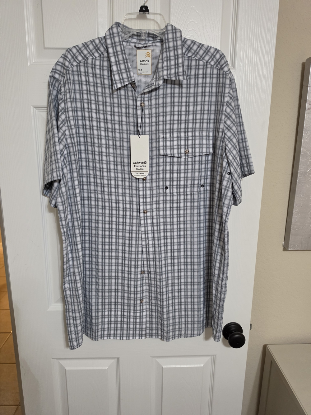 Solaris Men’s Short Sleeve Plaid Shirt - Gray/White
